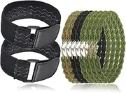 [MEGE KNIGHT] 10PCS Boot Blousers Military, 2PC-Upgraded Boot Blousing Straps Nylon Widen & Strenthen Hook & Loop; 8PC-Boot Bands Elastic Straps for Cowboy Boots, Military Army Gardening Biking Ankle Strap, Green