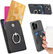 JEYORZY 1 x Card Holder Mobile Phone Stand, Card Holder for Phone, Invisible Self-Adhesive Card Holder Wallet, Leather Wallet, Vegan Leather Stick On Card Wallet for Smartphones