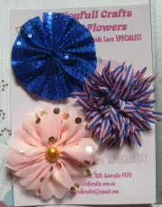NAVY BLUE & SALMON PINK - Fabric Organza & Sequins 75mm Each H1 C NJC