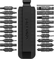 Galvanox 21PC Flat Bit-Kit Designed for Leatherman Multi-Tool Screwdrivers, [59-HRC] Industrial-Grade Hardened S2 Impact Steel, Set Includes Double-Sided Sheath Holder (Black)