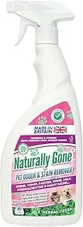 NATURALLY GONE Pet Odour Eliminator by Airpure, Heat Sealed Cap, Enzyme Cleaner Removes Smells and Stains, Cat Litter Freshener, Works on Urine, Vomit, Faeces and More - HERBAL FRESH Fragrance