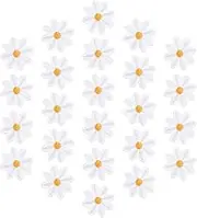 TEHAUX 30Pcs Daisy Patch Decorative Clothing Patches Daisy Iron on Patch Iron on Knee Patches for Kids Flower Iron on Patches Daisy Flower Applique 3D Polyester Plum Crochet White