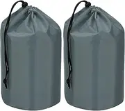 uxcell Stuff Sack, 2 Pcs 5 x 10 Inch Waterproof Outdoor Storage Sack Portable Drawstring Dust Flap Bag Lightweight Sleeping Bag for Camping Hiking Travel, Dark Grey