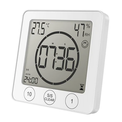 1 PC Waterproof Home LCD Digital Display Wall Clock Timer Temperature Humidity