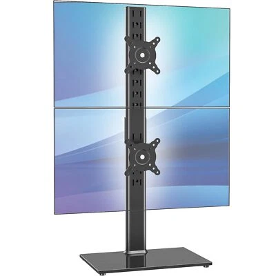 Dual Monitor Stand - Vertical Stack Screen Free-Standing Desk Mount Arm Riser...