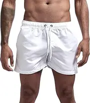 [DGHM-JLMY] Men's 3" Solid Color Beach Shorts Elastic Waist Drawstring Workout Shorts Casual Swim Trunks with Pockets