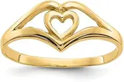 [Diamond2Deal] Women's 14k Yellow Gold Double Heart Ring Size 7.5