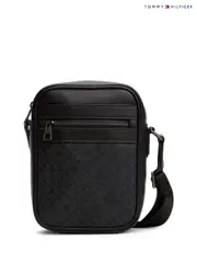 Tommy Hilfiger Black Monogram Cross-Body Reporter Bag (W59120) | $196