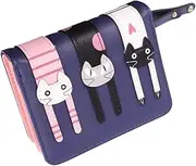 [Pichcppo] Mini Wallets PU Leather Cat Coin Purse Card Holder for Girl Women,Mini Leather Pocket Wallet Ladies Backpack Bag Wallet(Cat Blue)