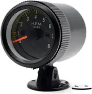 GPVPGHGRJ 2" 52mm Auto Car Tachometer Gauge Analog Carbon Fibre Face 0-8000 RPM White Background Light Black Bezel Speedometer