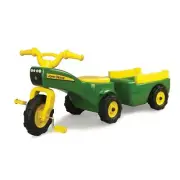 John Deere Pedal Trike Tractor & Pull Wagon Kids Bike Tricycle 18m+