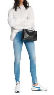RAG AND BONE Women's The Cate Mid-Rise Ankle Skinny Jeans sz 24 Hazy Daze Blue