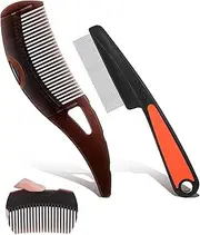 2 PCS Dandruff Comb, Stainless Steel Fine Tooth Comb, Scalp Psoriasis, Dandruff Remover Scalp Sweep Detoxing Comb, Lice Multifunctional Hairbrush For Massage for Women Men Kids