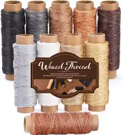 330 Yards Leather Sewing Waxed Thread - 150D 33 Yards per Spool Stitching Thread
