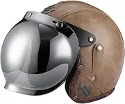 3/4 Rugged Helmet Motorcycle Helmet with Silver Plated Bubble Mirror Quick Release Buckle Helmet for Adult Male Female Scooter Commuters - DOT/ECE Certified
