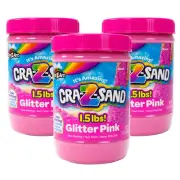 Cra-Z-Sand Party Pack Glitter Pink Sand 3 Pack of 1.5lb Jars, Bulk Party Favo...