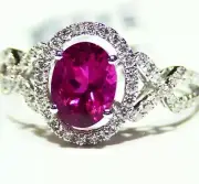 Vintage 1.68CT 14K Gold Natural Rubellite Tourmaline Diamond Engagement Ring Cut