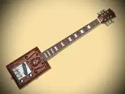 Handmade USA Engraved Mahogany Opening Body 6 String Electric Cigar Box Guitar