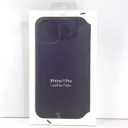 Original Apple Leather Folio Snap Case Cover For iPhone 11 Pro - Aubergine