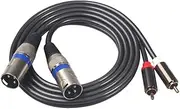 Generic Dual XLR Male to Dual RCA Male Cable Black Connection Cable for Microphone Mixer Headphone Amplifier