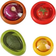 4Pcs Stretchy Fruit Lid, Stretch Lids Food Covers Flexible Covers, Reusable Silicone Lid for Leftover Vegetables Onion, Fruit and Vegetable Storage Containers Set for Fridge Keep Fresh