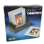 Cherished Accents Photo Coasters Set of 4 w/ Wood Holder 2" x 3" Photos