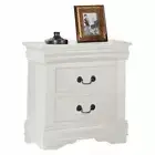 White Finish Nightstand Bedside Table 2 Drawers End Side Accent Storage Bedroom