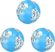 Whaline 3Pcs Glitter Inflatable Beach Ball 16 Inch Round Blue Confetti Pool PVC Balls Cute Game Toys for Summer Hawaiian Tropical Theme Beach Party Decor (Lake Blue)