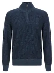 [Brioni] Brioni-Half Zip Sweater Maglioni Blu-Uomo 48IT