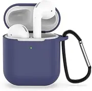 Air Smart Headphones Bluetooth Earphone Wireless Earphones Shockproof Silicone Protective Case for Apple AirPods 1/2 (Black) (Color : Blue)