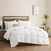 ACCURATEX 100% Cotton Quilt/Comforter/Doona Single,400GSM Filling Thick Fluffy Down Alternative Duvet,White Hotel Bedding Duvet Insert with Corner Tabs,Breathable&Soft (140x210)