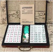 Mini Chinese Mahjong, English Mah Jong, Travel Board Game, Portable Size and Light-Weight Tile Games with English Manual, 144 Tiles (Size : 24 * 18 * 13 mm)