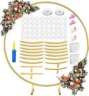 Jutongda Round Balloon Arch Stand, 6.6ft Gold Metal Arch Backdrop Stand for Wedding Birthday Party Decoration