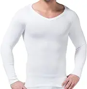 Tight Compression Shirts for Mens, Warm Body Shaping Underwear - Winter Tummy Control Shapewear Tops V-Neck