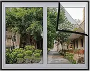 80 x 100 cm DIY Cat Netting, Adjustable Insect Netting, Fits Magnet Screen mesh Easy Installation, Transparent Cat Netting, Self Adhesive Window Screen(Black)