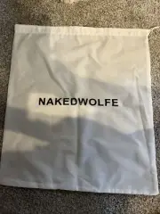 NAKED WOLFE Drawstring Shoe Handbag Dustbag WHITE & BLACK Soft Cotton