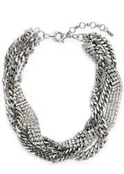 Kenneth Jay Lane Twisted Crystal-embellished Necklace - Silver ONE SIZE