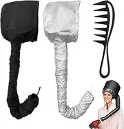 Pack of 2 Satin Diffuser Cap for Curls, Diffuser Cap for Curls, Diffuser Cap with 1 Comb, Hair Dryer with Elastic Band, for Hair Styling, Deep Care and Drying (Black, Silver)