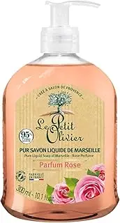 Pure Marseille Liquid Soap - Rose Perfume by Le Petit Olivier for Women - 10.1 oz Soap