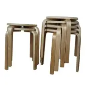 Stackable Bentwood Stool Set of 6, 17-Inch Height Backless，Anti-Slip 6 Pack