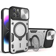 case For iPhone 13 Pro Slide Camera Lens Protection and Built in 360 Rotatable Ring Holder - Silvery
