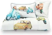 Lincove 4 Piece Toddler Crib Bedding Set - 100% Cotton Vintage Cars Toddler Crib Bed Set - Reversible Quilt 47" x 39"