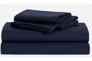 Alliance Easywash Navy Blue Queen Bed Sheet Set