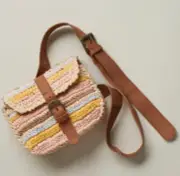 SUNDANCE Anabaglish Catalonia Straw Belt Bag - Striped Multi - Handmade -...