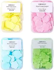 kokiya 400 Pieces Soap Sheets for Hand Washing, Disposable Petal Soap Paper 4 Boxes Soap Flakes Hand Soap for Outdoor Traveling Children and Adults, Mixed Color