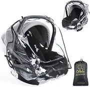 Car Seat Rain Cover Universal, Food Grade EVA, Waterproof Weather Shield for Infant Car Seat with Storage Bag, Baby Car Seat Stroller Rain Cover Features Side Ventilation, Quick-Access Roll-Up Door
