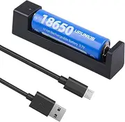 WANGDAJIEDIAN 18650 Battery Charger, Suitable for Lithium Battery 18650 20700 10440 14500 18500 16340 17500 Battery Charger, USB Single Slot li-ion Rechargeable Battery Charger (Battery not Included)