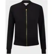 Black Zip up Top Cardigan Jacket Sweater Jumper Ladies Womans Coat Bomber