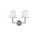 Living District Bethany 2 Light Vanity, Satin Nickel/White - LD7022W15SN