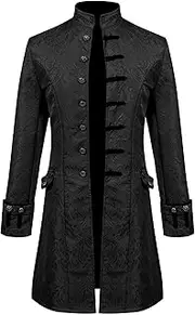 [JEShifangjiusu] Men's Vintage Victorian Dresses Big Clothing Steampunk Tuxedo Formal Gothic Dresses Vintage Dresses Jacket Uniform, Black, S